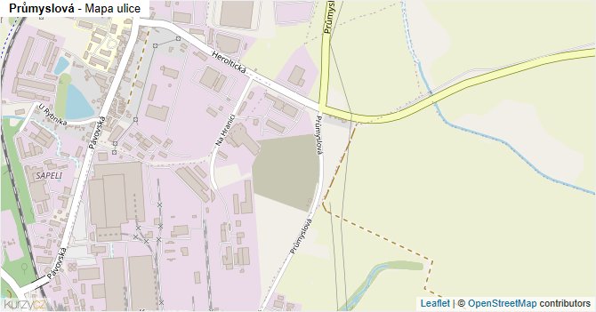 Průmyslová - mapa ulice