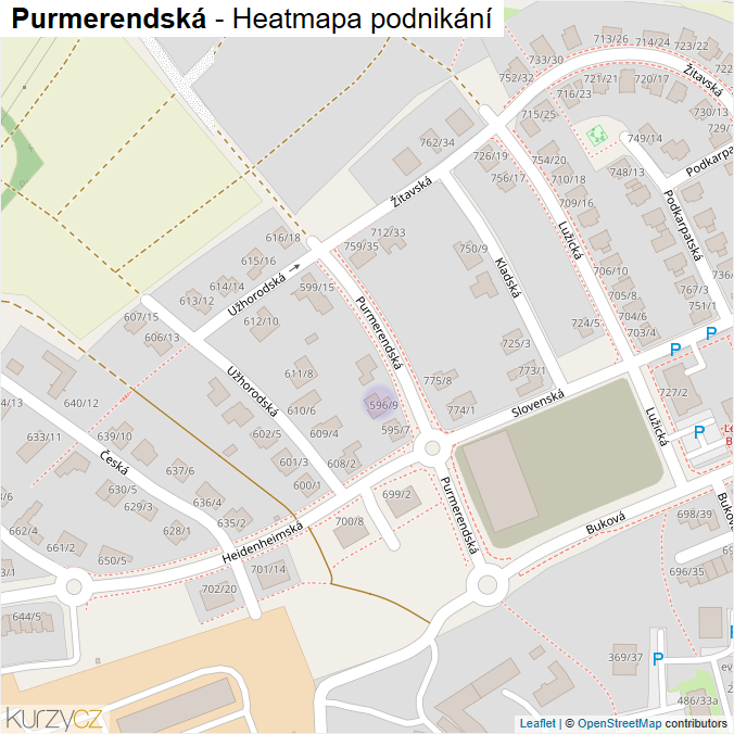 Mapa Purmerendská - Firmy v ulici.