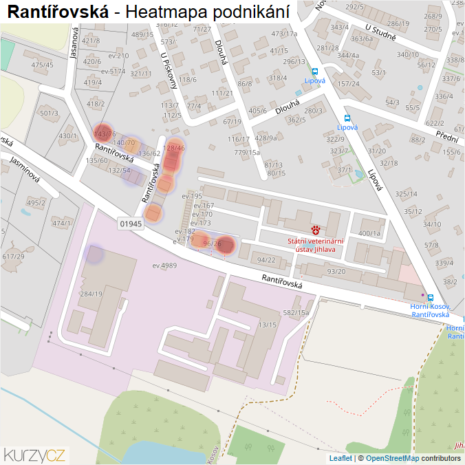 Mapa Rantířovská - Firmy v ulici.