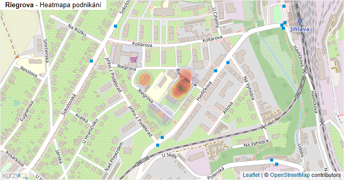 Riegrova - mapa podnikání