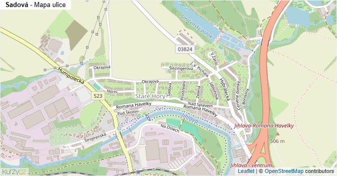 Sadová - mapa ulice