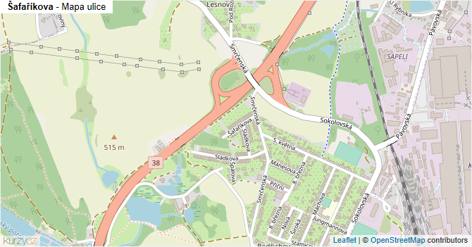 Šafaříkova - mapa ulice
