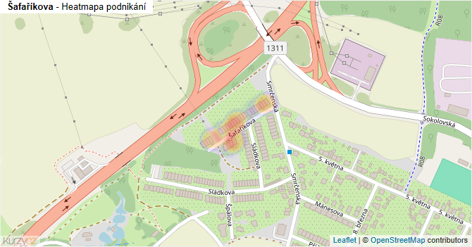 Šafaříkova - mapa podnikání