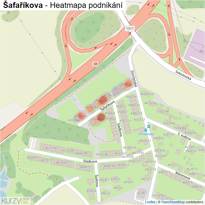 Mapa Šafaříkova - Firmy v ulici.