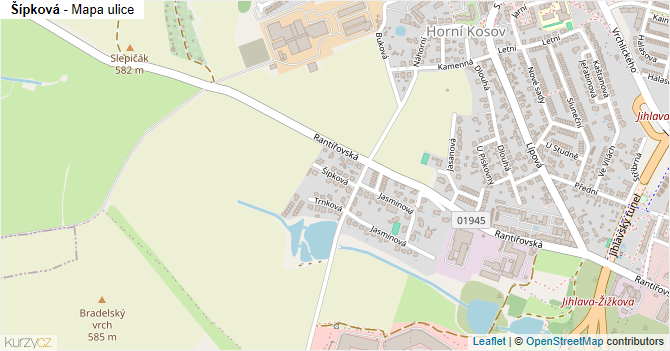 Šípková - mapa ulice