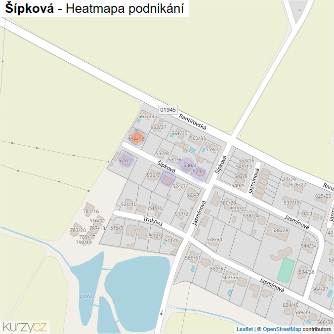 Mapa Šípková - Firmy v ulici.