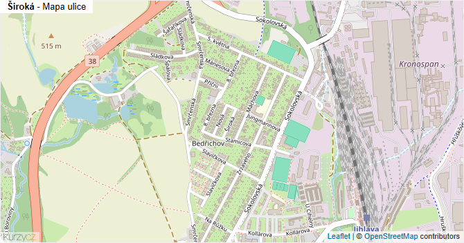 Široká - mapa ulice