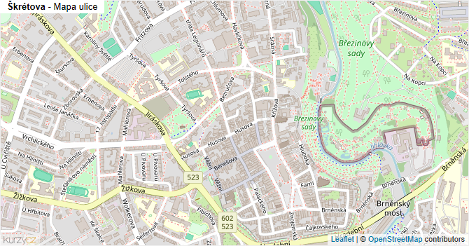 Škrétova - mapa ulice