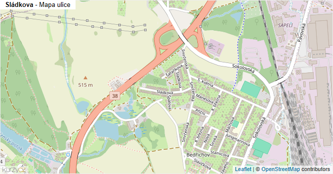 Sládkova - mapa ulice