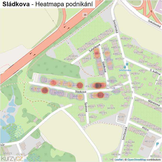 Mapa Sládkova - Firmy v ulici.