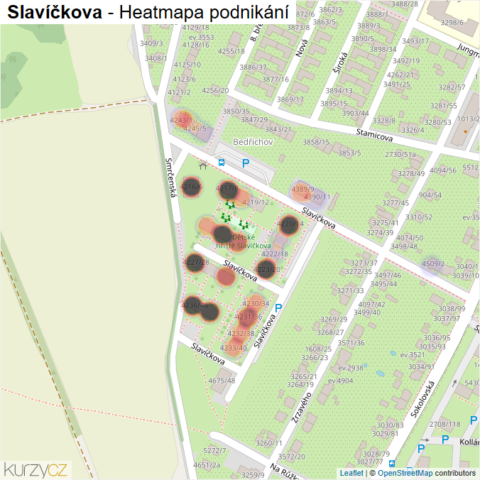 Mapa Slavíčkova - Firmy v ulici.
