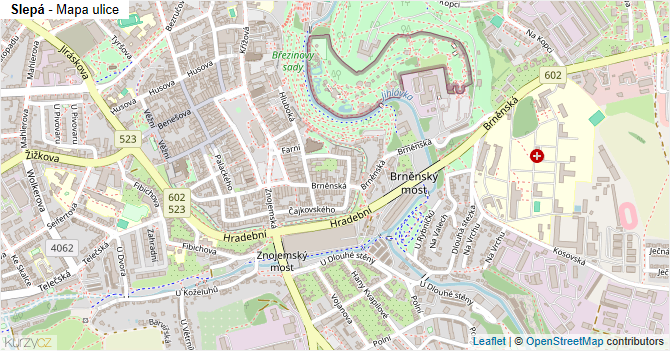 Slepá - mapa ulice