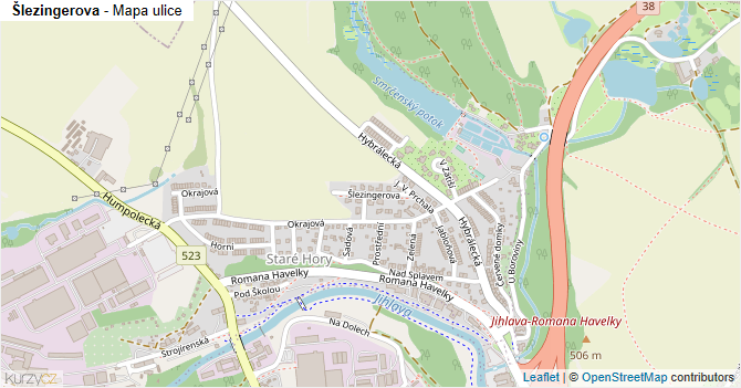 Šlezingerova - mapa ulice