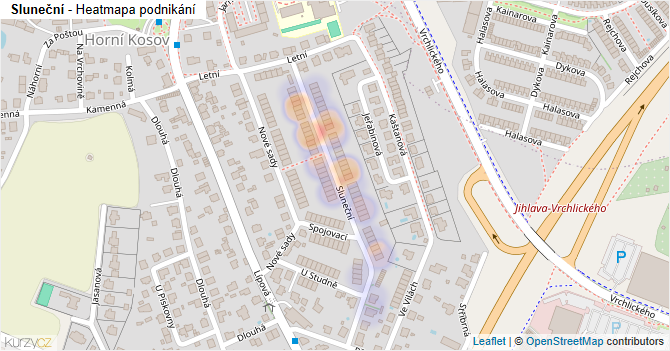 Sluneční - mapa podnikání