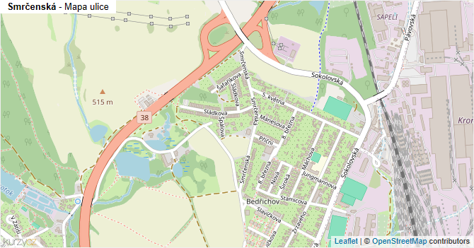 Smrčenská - mapa ulice