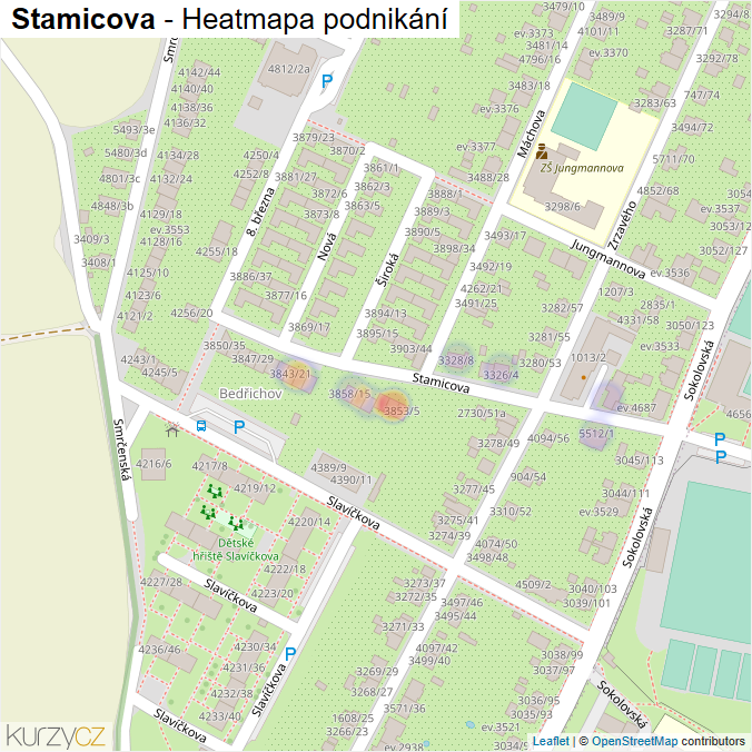 Mapa Stamicova - Firmy v ulici.