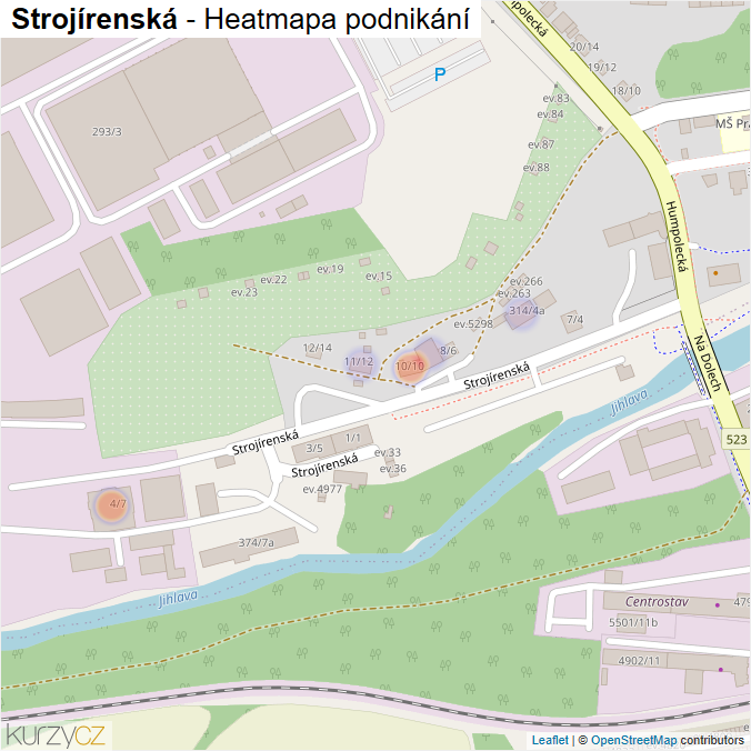 Mapa Strojírenská - Firmy v ulici.