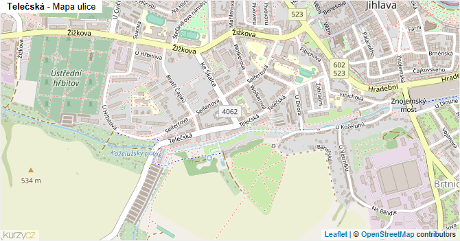 Telečská - mapa ulice