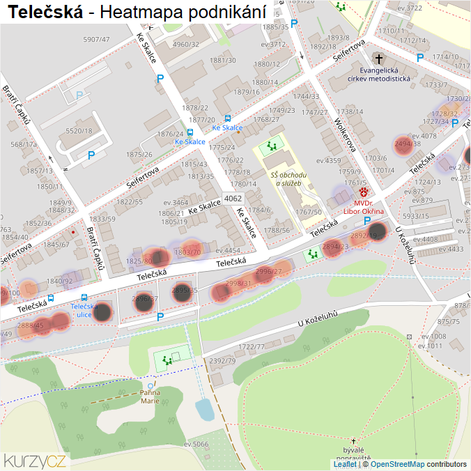 Mapa Telečská - Firmy v ulici.