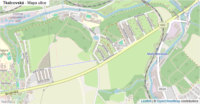 Tkalcovská - mapa ulice
