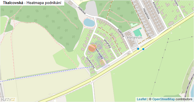 Tkalcovská - mapa podnikání