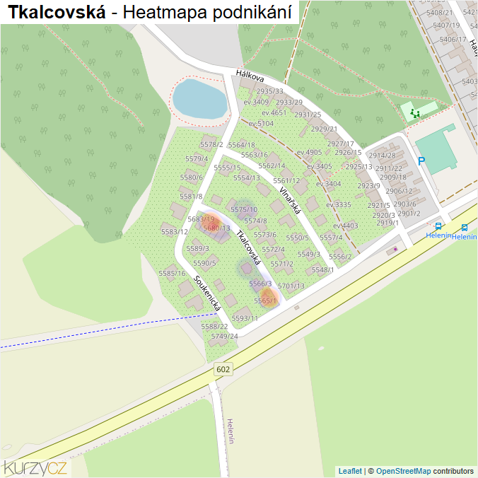 Mapa Tkalcovská - Firmy v ulici.