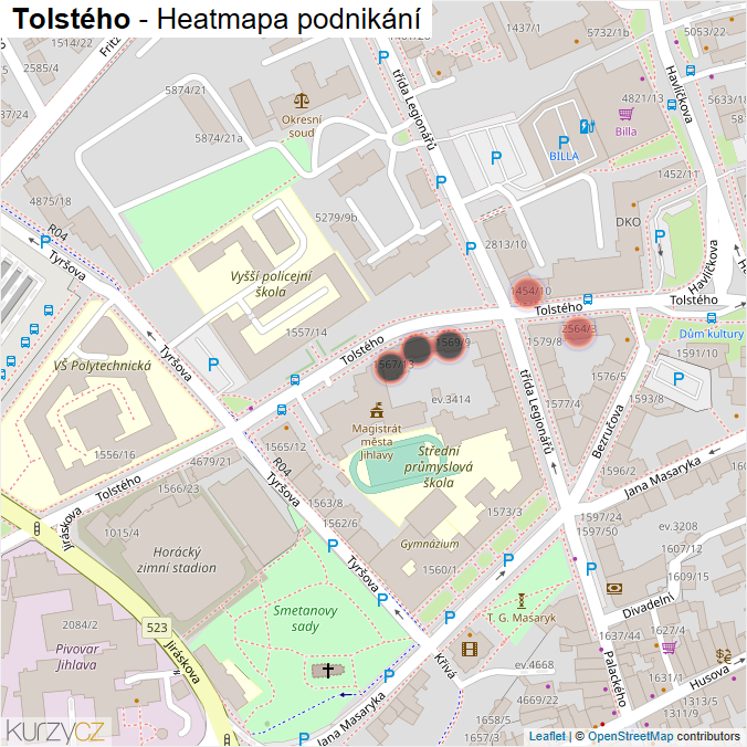 Mapa Tolstého - Firmy v ulici.