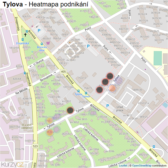 Mapa Tylova - Firmy v ulici.