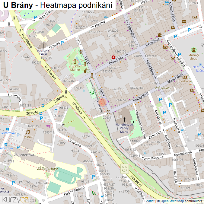 Mapa U Brány - Firmy v ulici.
