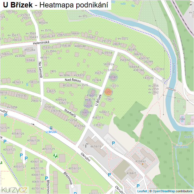 Mapa U Břízek - Firmy v ulici.
