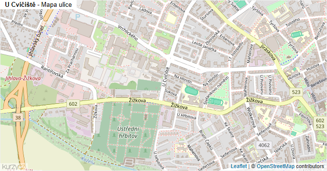 U Cvičiště - mapa ulice
