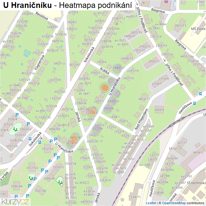 Mapa U Hraničníku - Firmy v ulici.