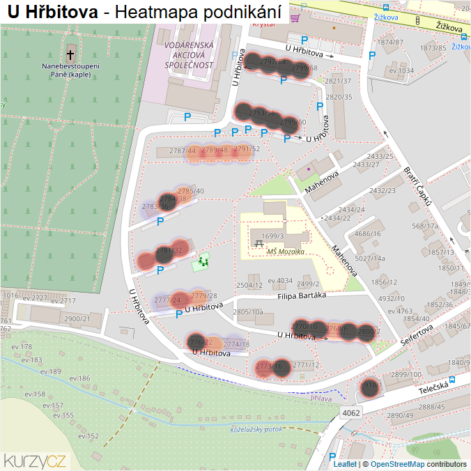 Mapa U Hřbitova - Firmy v ulici.