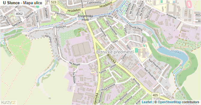 U Slunce - mapa ulice