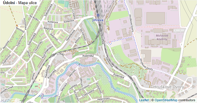 Údolní - mapa ulice