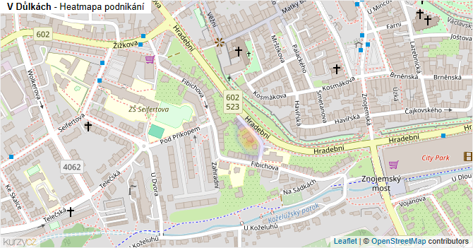 V Důlkách - mapa podnikání