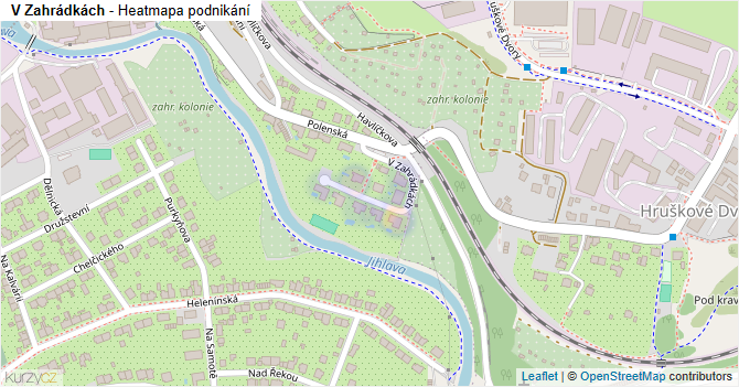 V Zahrádkách - mapa podnikání
