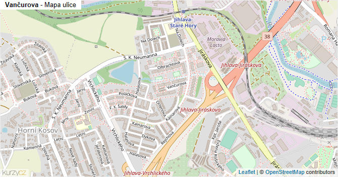 Vančurova - mapa ulice