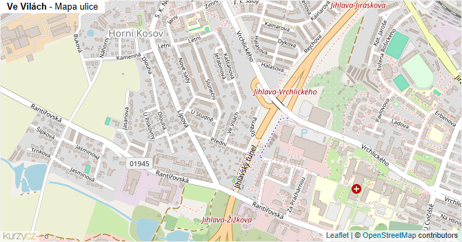 Ve Vilách - mapa ulice
