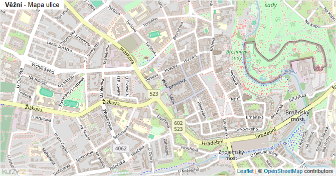 Věžní - mapa ulice
