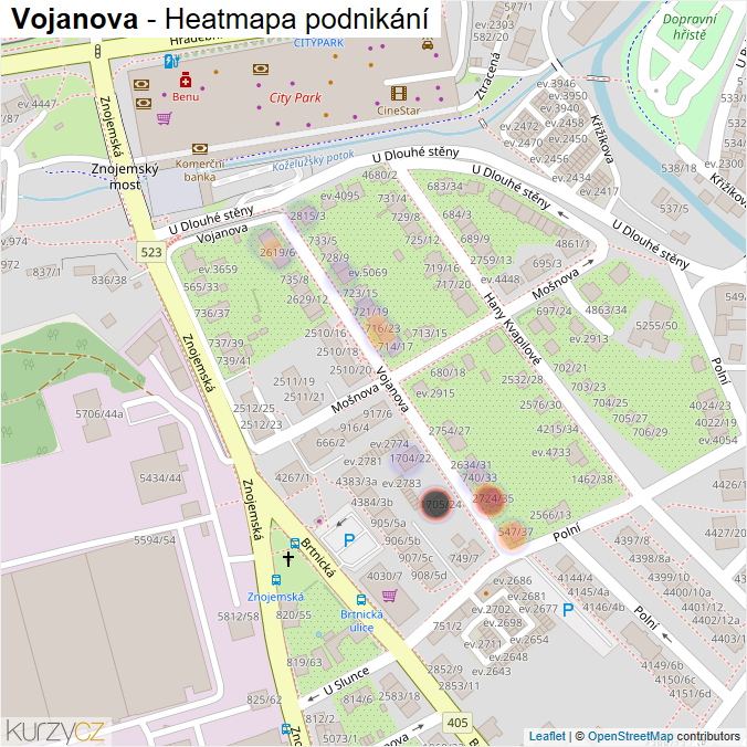 Mapa Vojanova - Firmy v ulici.