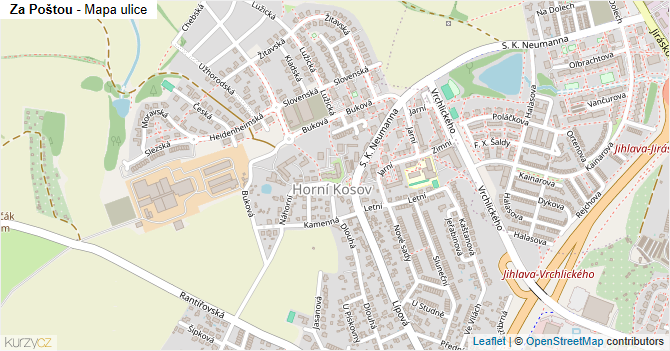 Za Poštou - mapa ulice
