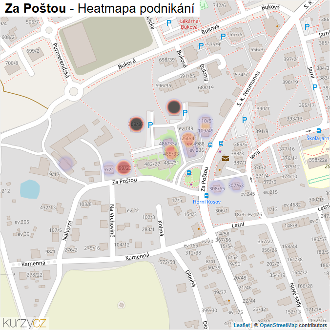 Mapa Za Poštou - Firmy v ulici.