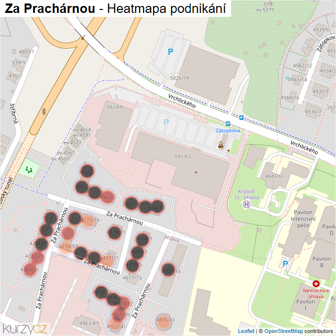Mapa Za Prachárnou - Firmy v ulici.