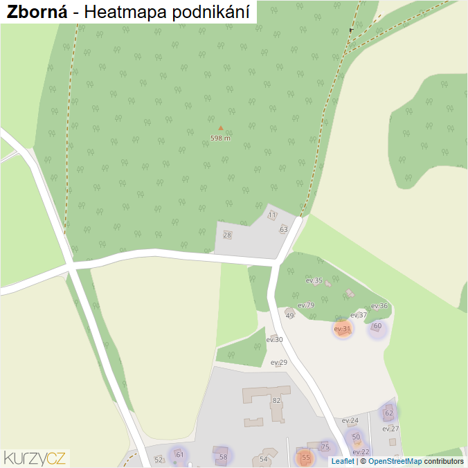 Mapa Zborná - Firmy v části obce.