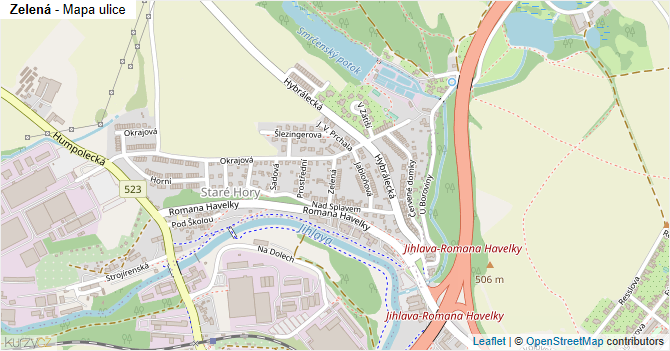 Zelená - mapa ulice