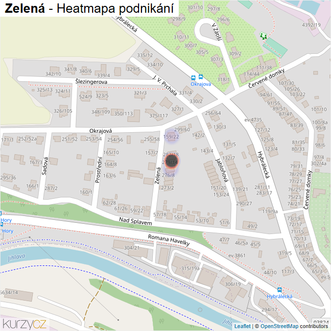Mapa Zelená - Firmy v ulici.