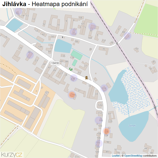 Mapa Jihlávka - Firmy v části obce.