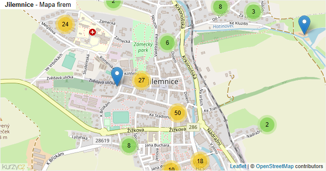 Jilemnice - mapa firem