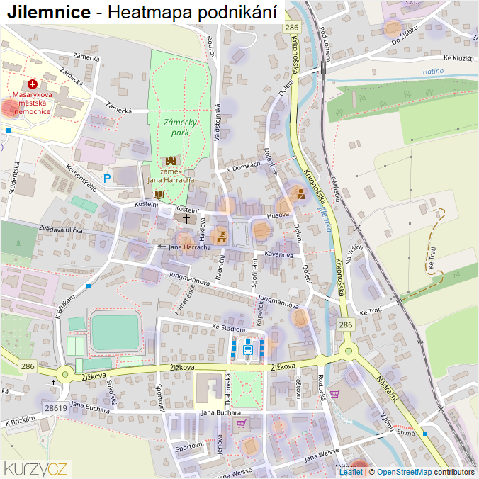 Mapa Jilemnice - Firmy v obci.